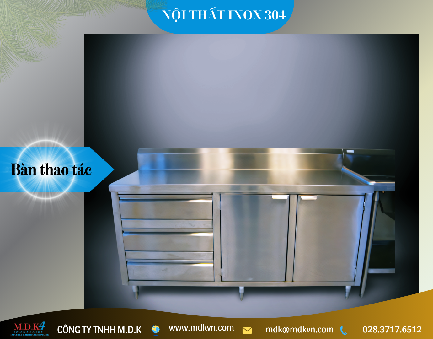 Bàn tủ thao tác inox